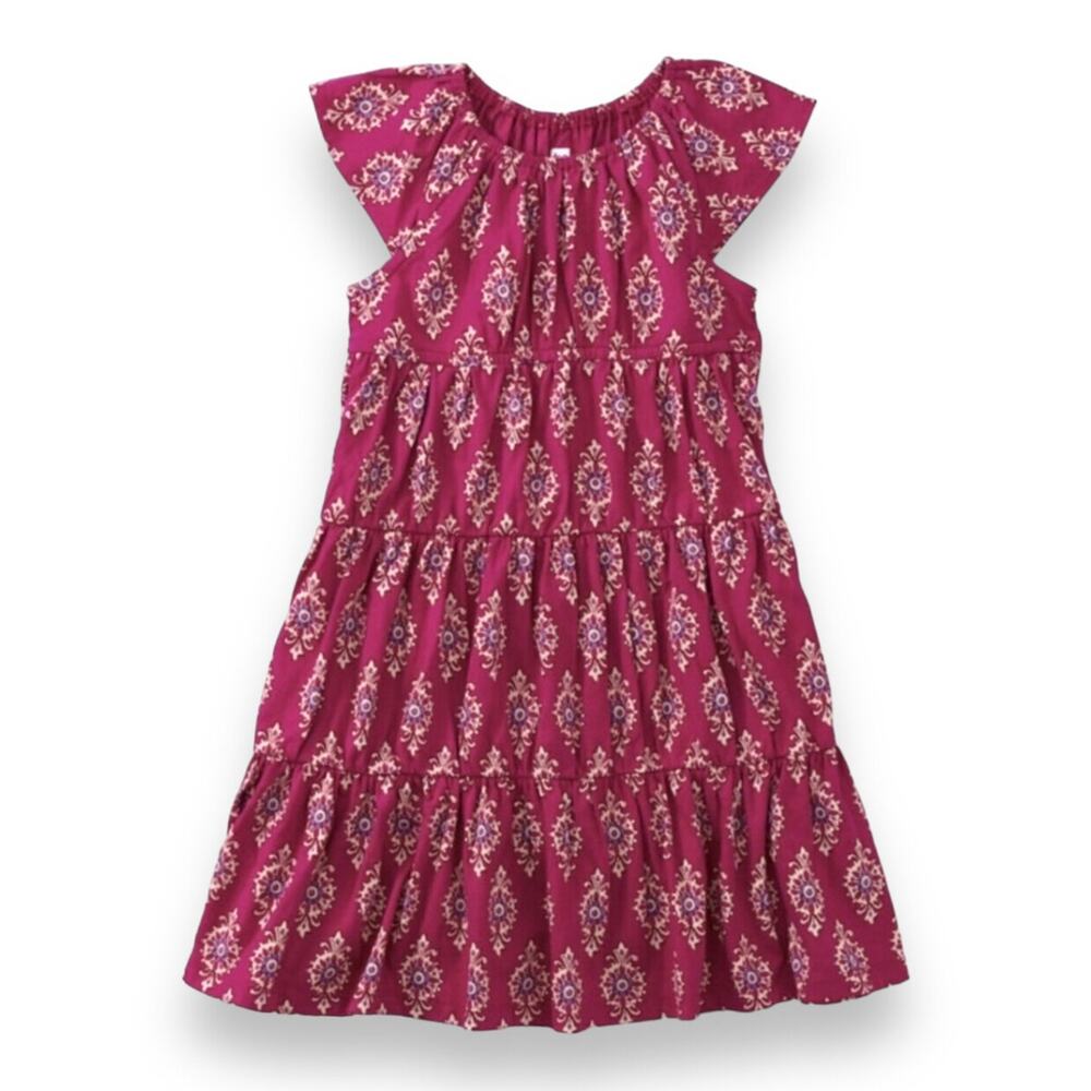 Tea Collection NWT Flutter Sleeve Tiered Midi Dress. Indian Wood Block. Size 2